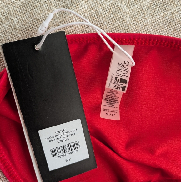Quintsoul Swim Bottom Separate - NWT - Essentials Mid Rise Retro Red Bottom - Picture 7 of 8